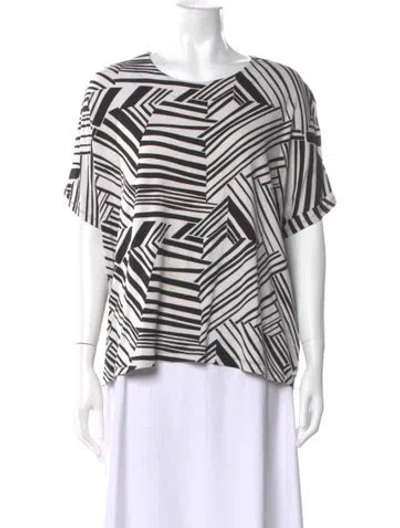 Pre-owned Marimekko Printed Crew Neck Top In White