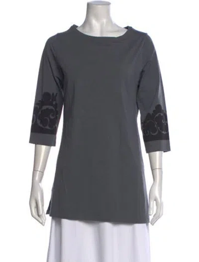 Pre-owned Marimekko Printed Crew Neck T-shirt In Grey