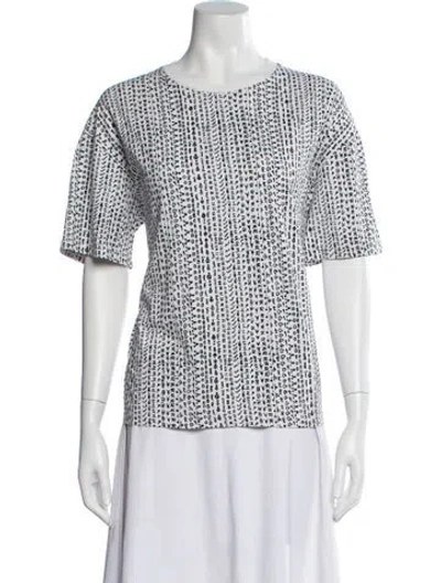 Pre-owned Marimekko Printed Crew Neck T-shirt In White