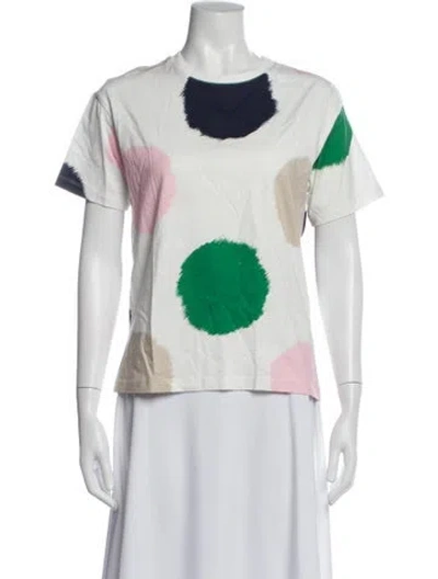 Pre-owned Marimekko Printed Crew Neck T-shirt In White