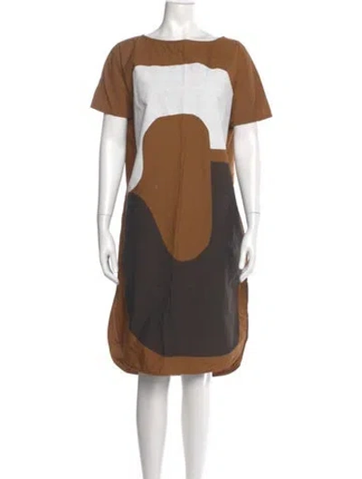 Pre-owned Marimekko Printed Dress In Brown