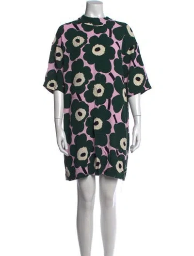 Pre-owned Marimekko Printed Knee-length Dress In Green