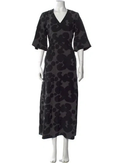 Pre-owned Marimekko Printed Long Dress In Black