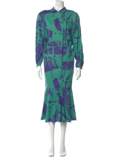 Pre-owned Marimekko Printed Long Dress In Green