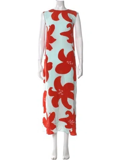 Pre-owned Marimekko Printed Long Dress In Orange