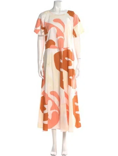 Pre-owned Marimekko Printed Long Dress In Orange