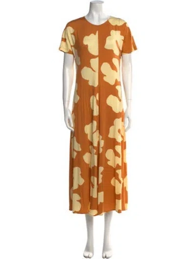 Pre-owned Marimekko Printed Long Dress In Yellow