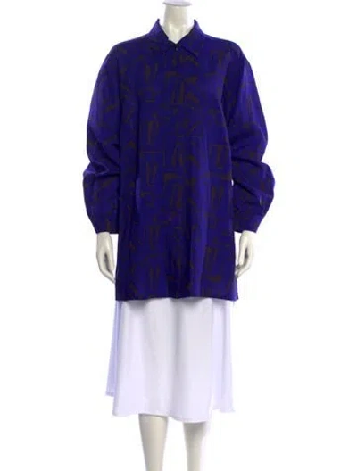 Pre-owned Marimekko Printed Long Sleeve Tunic In Blue/purple