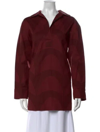 Pre-owned Marimekko Printed Long Sleeve Tunic In Burgundy