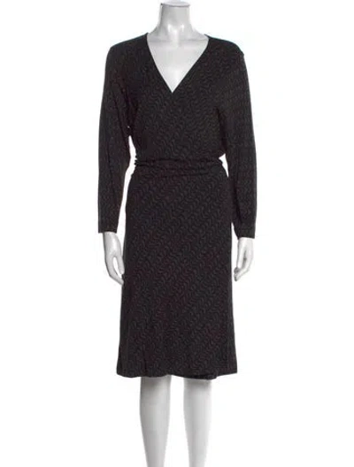 Pre-owned Marimekko Printed Midi Length Dress In Black