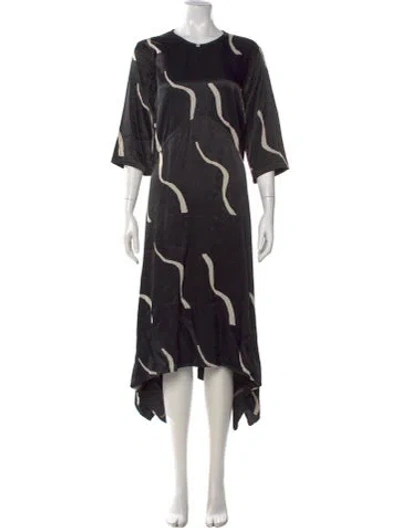 Pre-owned Marimekko Printed Midi Length Dress In Black