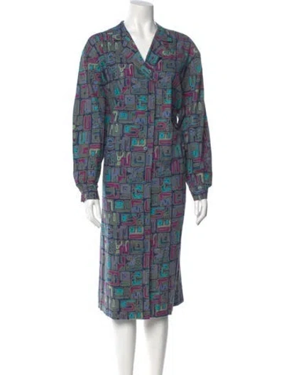 Pre-owned Marimekko Printed Midi Length Dress In Blue