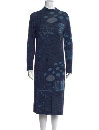 Pre-owned Marimekko Printed Midi Length Dress In Blue