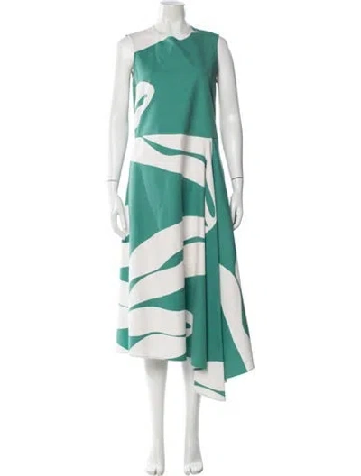 Pre-owned Marimekko Printed Midi Length Dress In Green