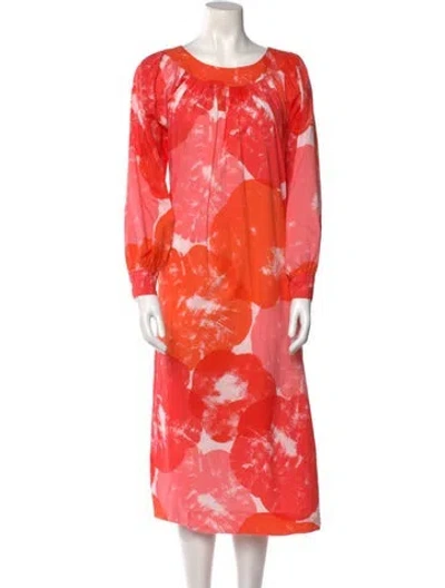 Pre-owned Marimekko Printed Midi Length Dress In Orange