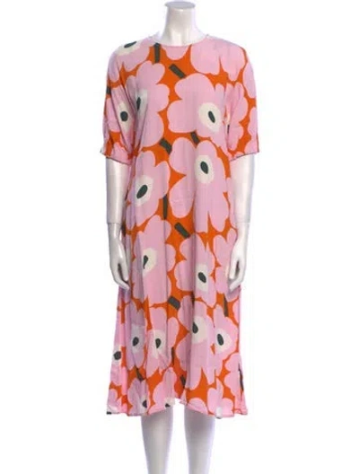 Pre-owned Marimekko Printed Midi Length Dress In Pink