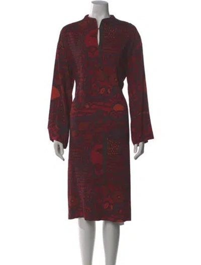Pre-owned Marimekko Printed Midi Length Dress In Red
