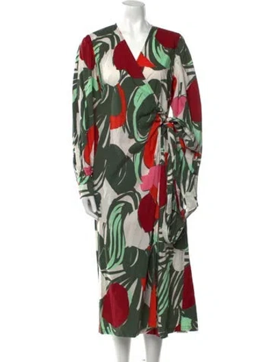 Pre-owned Marimekko Printed Midi Length Dress In White