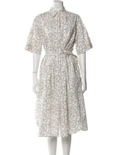 Pre-owned Marimekko Printed Midi Length Dress In White