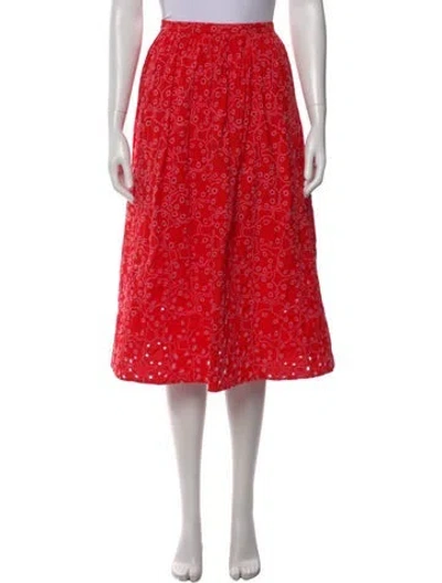 Pre-owned Marimekko Printed Midi Length Skirt In Red