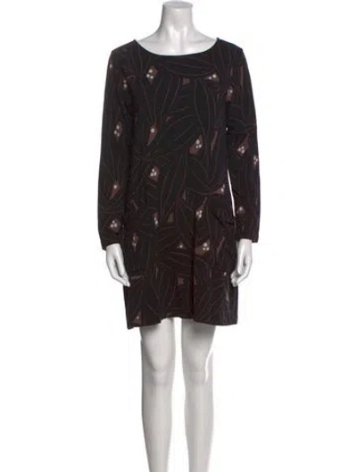 Pre-owned Marimekko Printed Mini Dress In Black