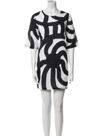 Pre-owned Marimekko Printed Mini Dress In Black