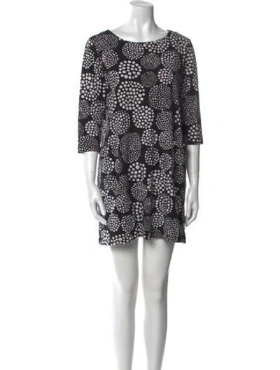 Pre-owned Marimekko Printed Mini Dress In Black