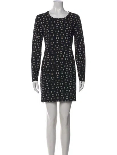 Pre-owned Marimekko Printed Mini Dress In Black
