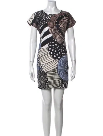 Pre-owned Marimekko Printed Mini Dress In Black