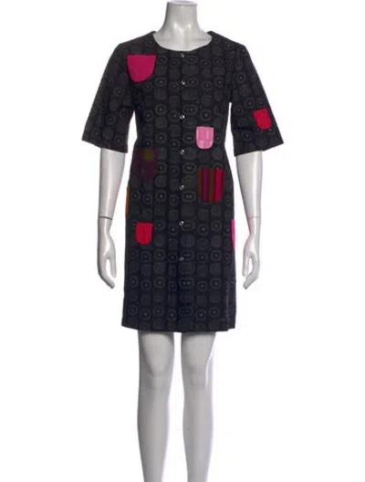 Pre-owned Marimekko Printed Mini Dress In Black