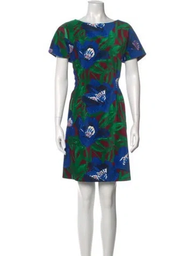 Pre-owned Marimekko Printed Mini Dress In Blue