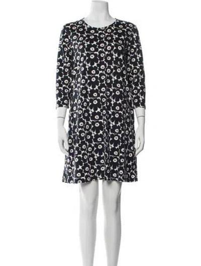 Pre-owned Marimekko Printed Mini Dress In Blue