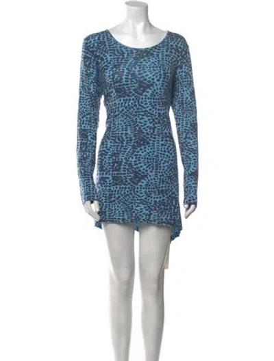 Pre-owned Marimekko Printed Mini Dress In Blue