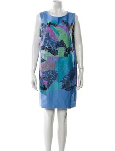 Pre-owned Marimekko Printed Mini Dress In Blue