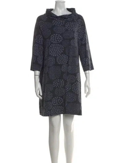 Pre-owned Marimekko Printed Mini Dress In Blue