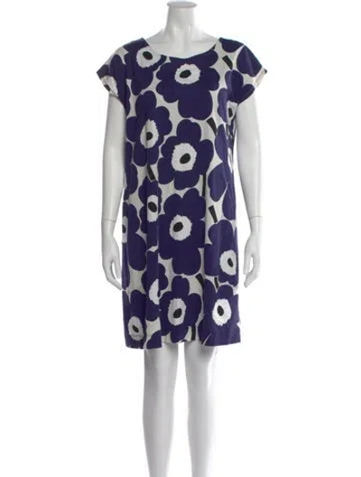 Pre-owned Marimekko Printed Mini Dress In Blue