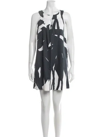 Pre-owned Marimekko Printed Mini Dress In Blue