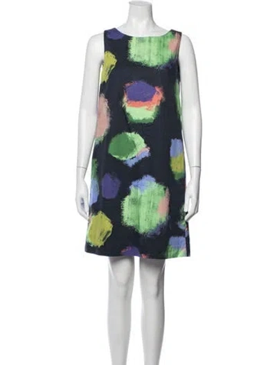 Pre-owned Marimekko Printed Mini Dress In Blue