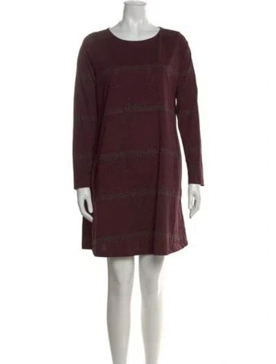 Pre-owned Marimekko Printed Mini Dress In Burgundy