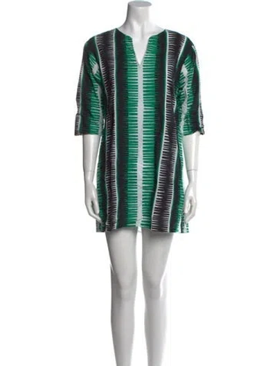 Pre-owned Marimekko Printed Mini Dress In Green