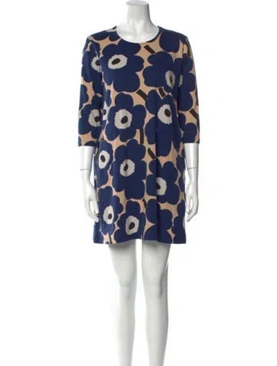 Pre-owned Marimekko Printed Mini Dress In Neutral