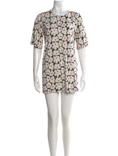 Pre-owned Marimekko Printed Mini Dress In Neutral