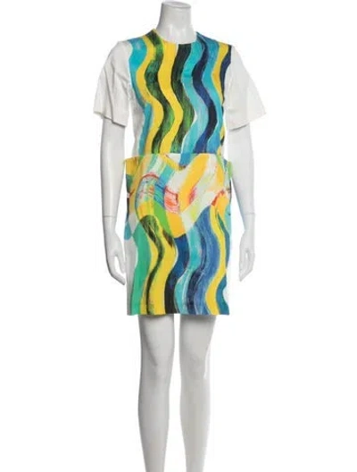 Pre-owned Marimekko Printed Mini Dress In Neutral