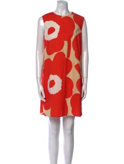 Pre-owned Marimekko Printed Mini Dress In Orange