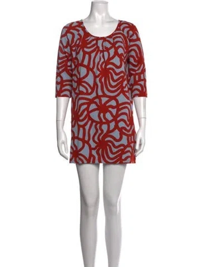 Pre-owned Marimekko Printed Mini Dress In Orange