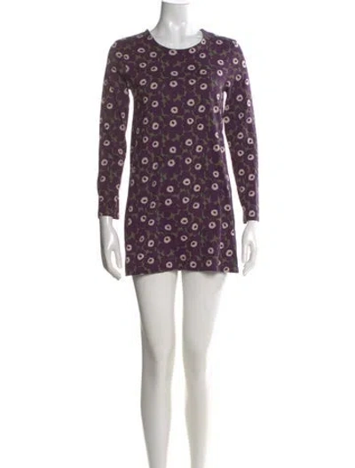 Pre-owned Marimekko Printed Mini Dress In Purple