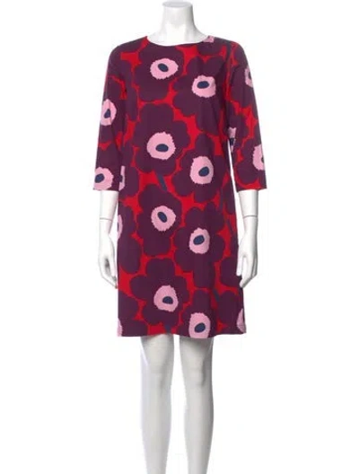 Pre-owned Marimekko Printed Mini Dress In Purple