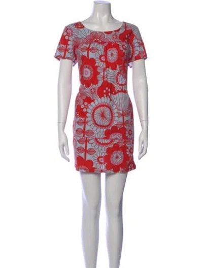 Pre-owned Marimekko Printed Mini Dress In Red