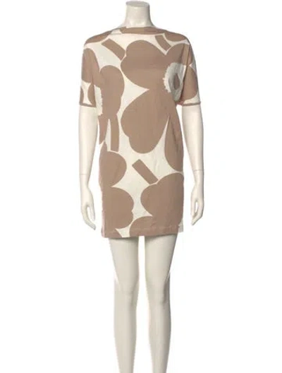 Pre-owned Marimekko Printed Mini Dress W/ Tags In Neutral