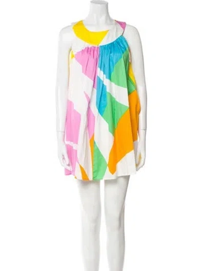 Pre-owned Marimekko Printed Mini Dress In White
